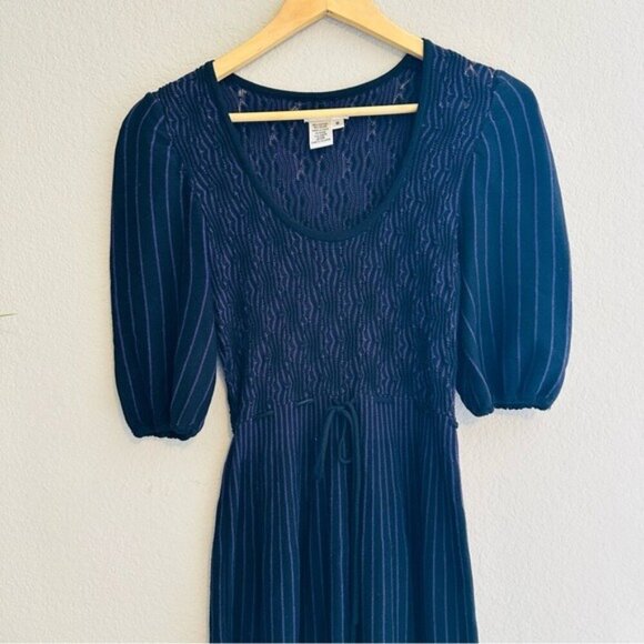 Sophie Max  Midi Dress M Cottagecore Dark Academia Witchcore Puff Sleeve Smocked - Picture 4 of 7